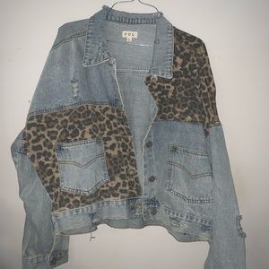 POL leopard denim jacket